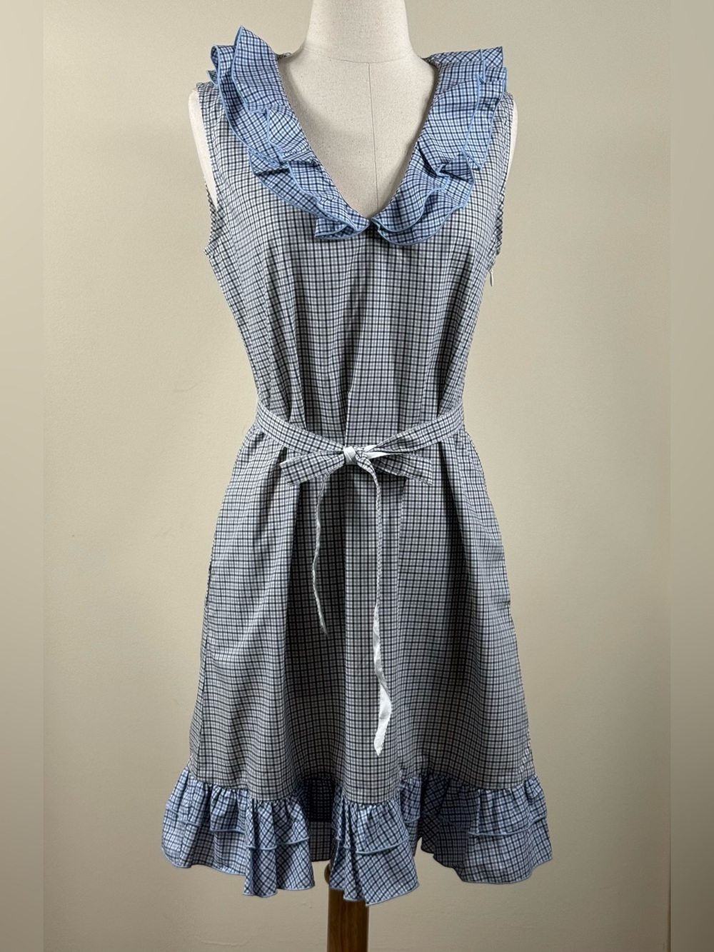 Love Moschino Gingham Ruffle Belted Dress Sz 6 NWOT